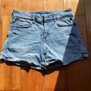 mid rise denim shorts